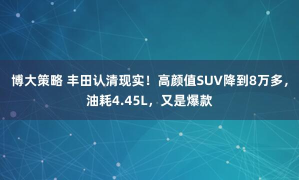 博大策略 丰田认清现实！高颜值SUV降到8万多，油耗4.45L，又是爆款